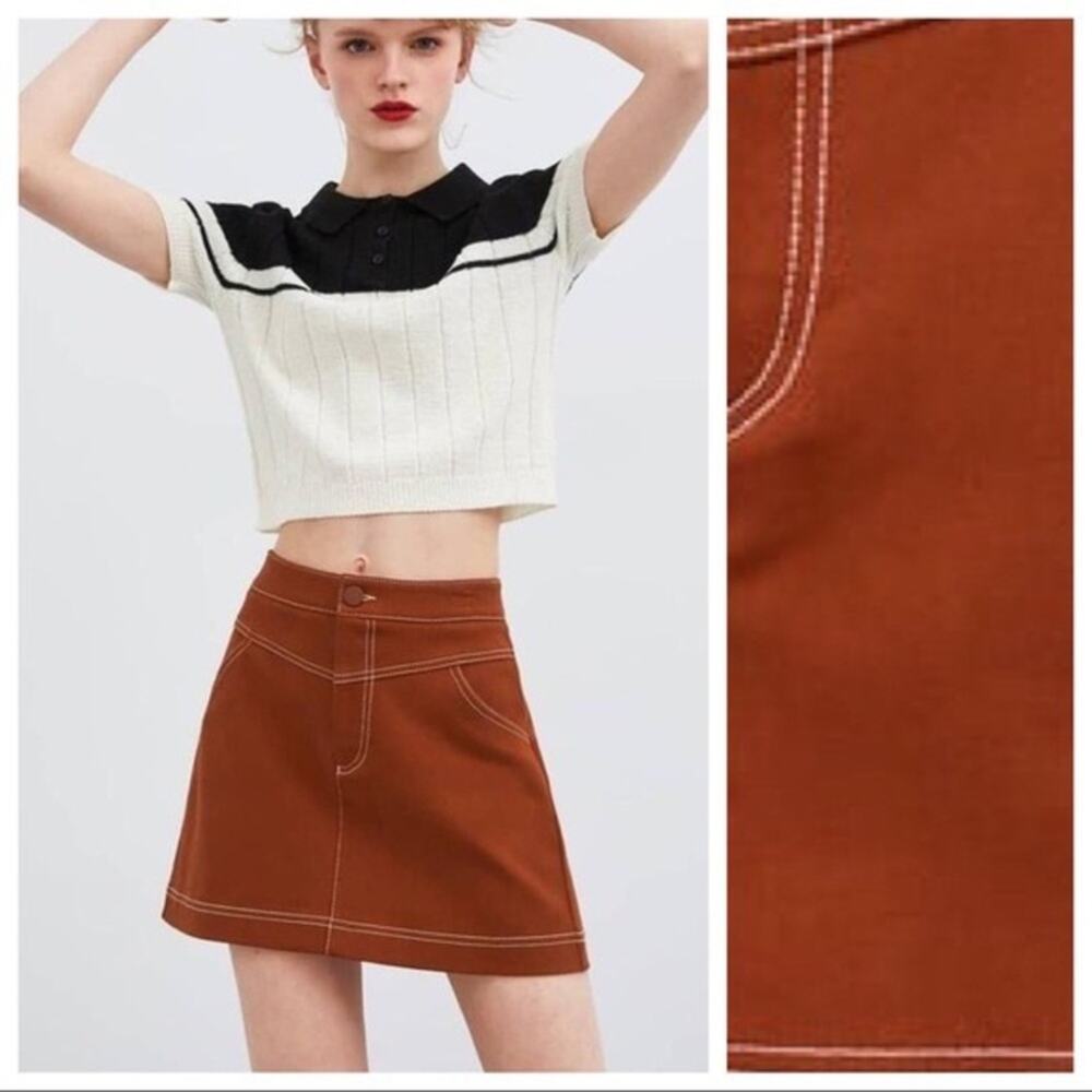 Zara Structured Seamed Mini Skirt